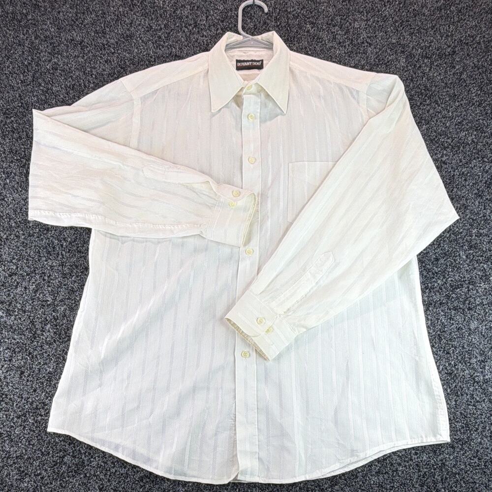 Botany 500 White Striped Poly/Cotton Dress Shirt 16 32/33